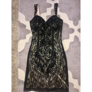 Sherri Hill Black Lace Evening Dress